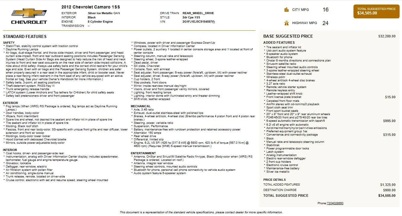 Used 2012 Chevrolet Camaro SS image 2