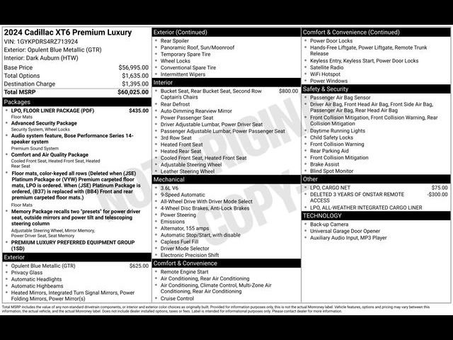 Used 2024 Cadillac XT6 Premium Luxury w/ LPO, Floor Liner Package image 42