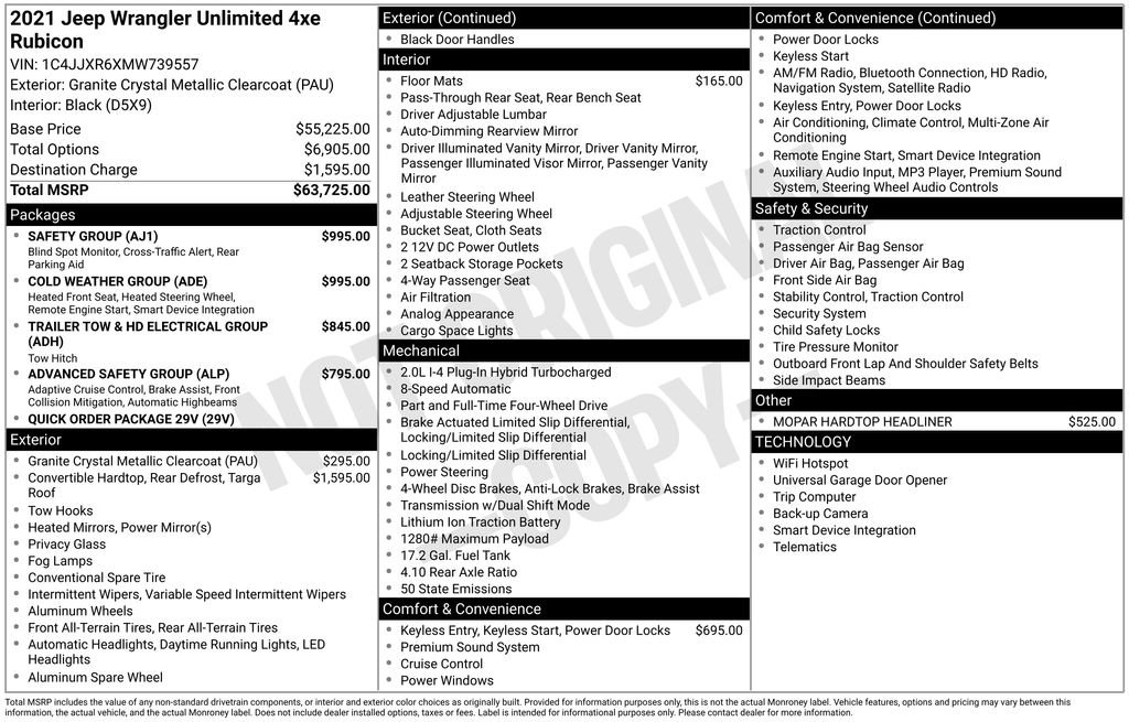 Used 2021 Jeep Wrangler Unlimited Rubicon 4xe w/ Cold Weather Group image 5