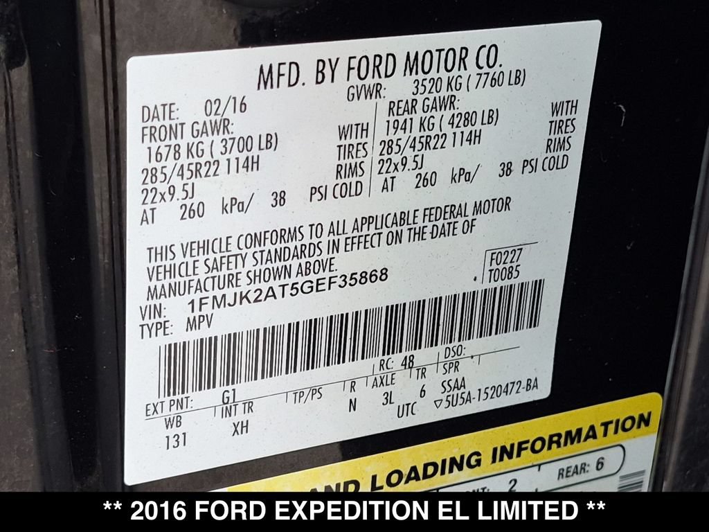 Used 2016 Ford Expedition EL Limited w/ Equipment Group 301A AWD/4WD image 29