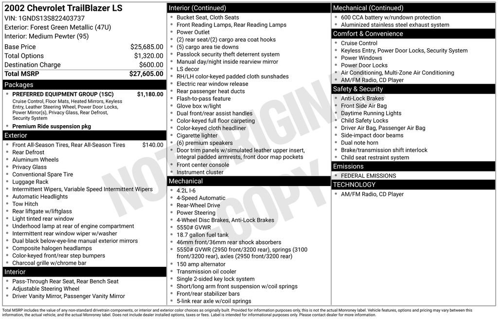 Used 2002 Chevrolet TrailBlazer LS w/ Preferred Equipment Group image 25