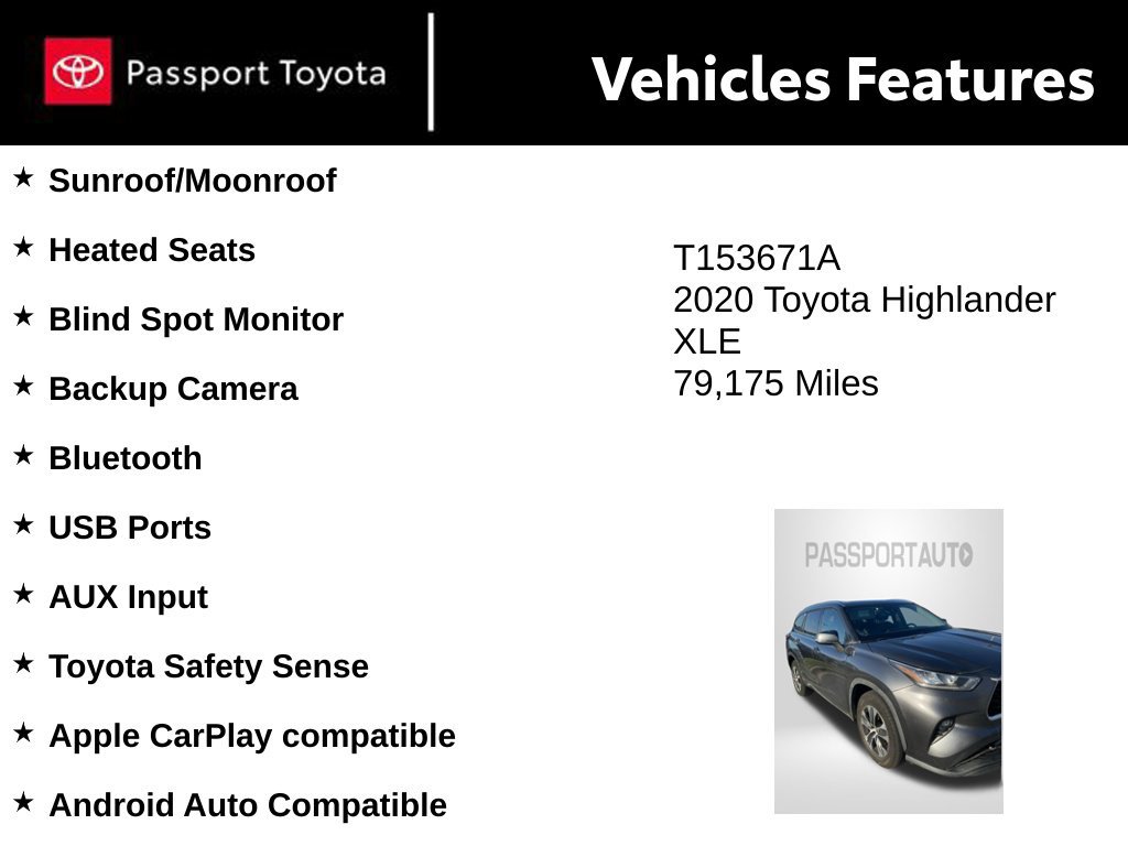 Used 2020 Toyota Highlander XLE FWD image 2