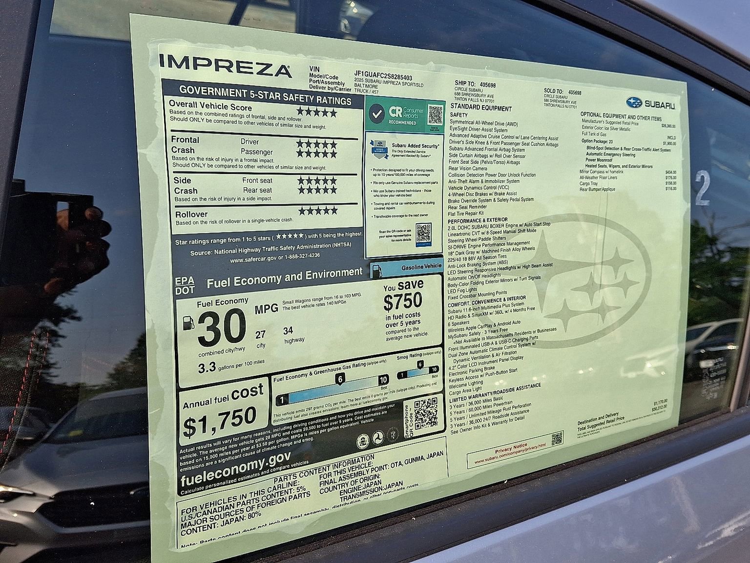 New 2025 Subaru Impreza 2.0i Sport image 12