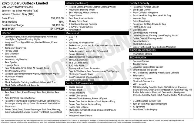 Certified 2025 Subaru Outback Limited image 13