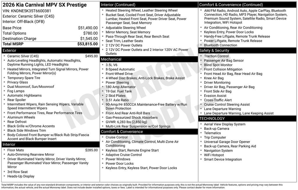 New 2026 Kia Carnival SX Prestige image 2