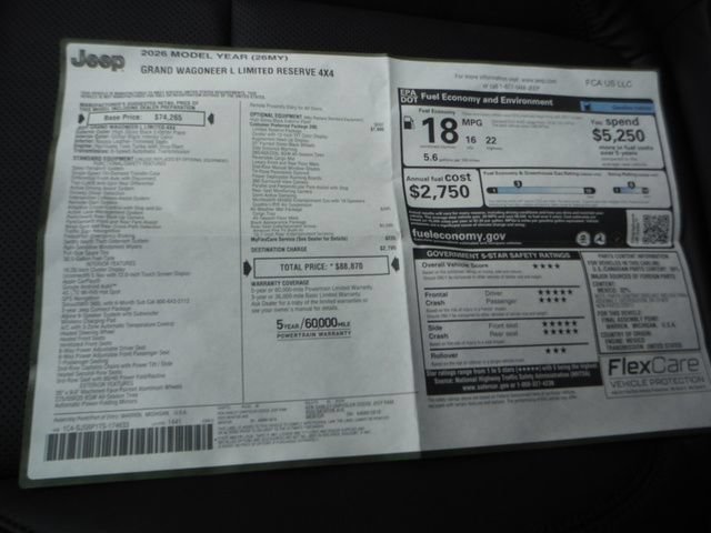New 2026 Jeep Grand Wagoneer L Limited AWD/4WD image 71
