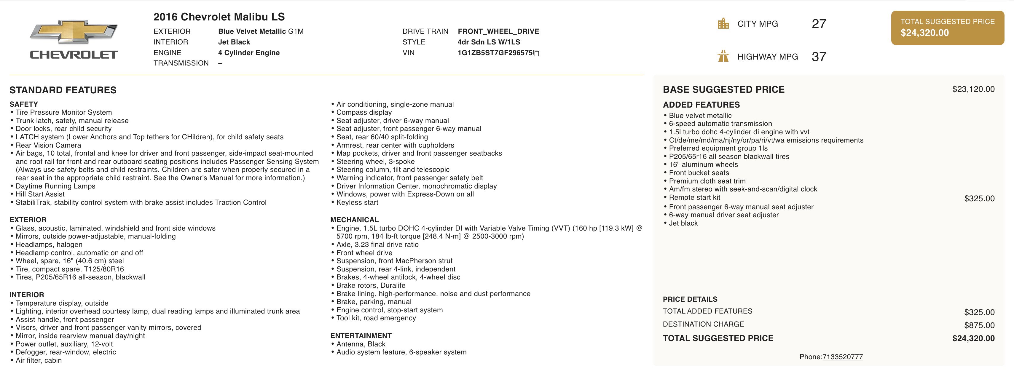 Used 2016 Chevrolet Malibu LS image 3