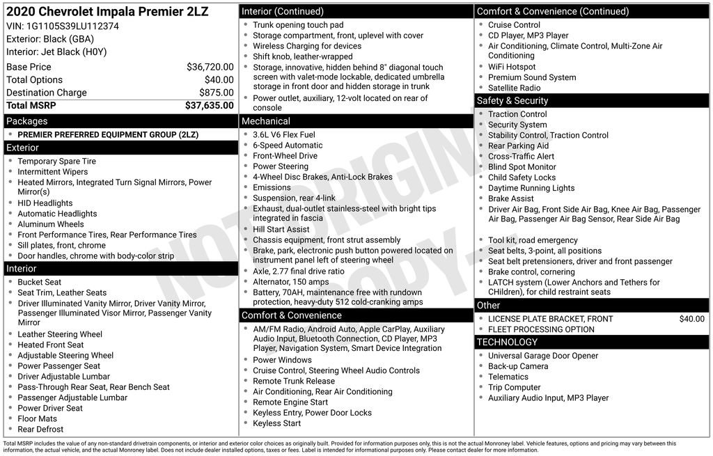 Used 2020 Chevrolet Impala Premier image 3