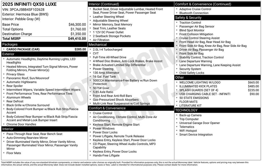 Used 2025 INFINITI QX50 Luxe w/ Cargo Package AWD/4WD image 6