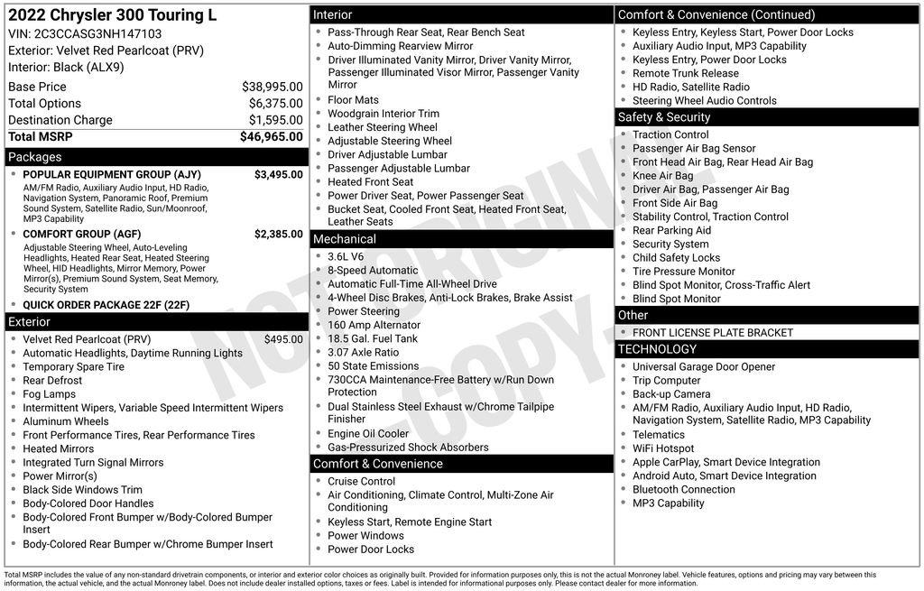 Used 2022 Chrysler 300 Touring L w/ Popular Equipment Group AWD/4WD image 2