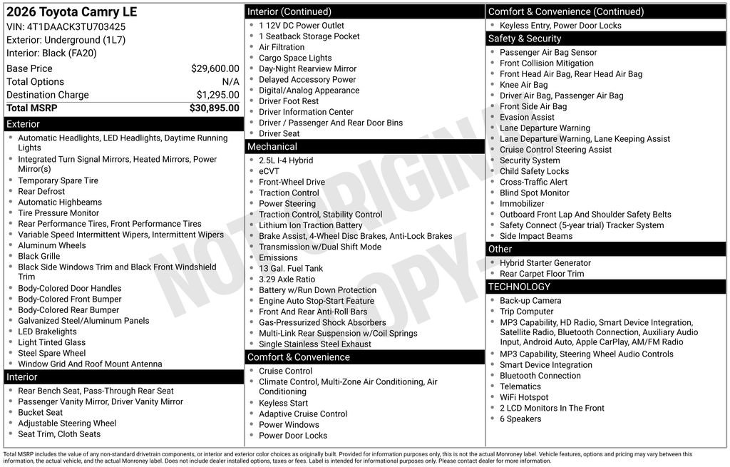 Certified 2026 Toyota Camry LE FWD image 25