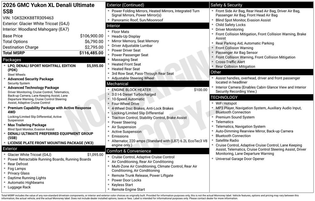 New 2026 GMC Yukon XL Denali Ultimate AWD/4WD image 2