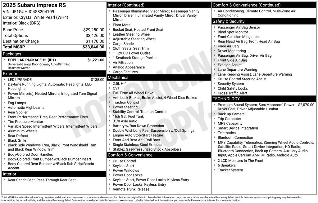 Used 2025 Subaru Impreza RS w/ Popular Package #1 AWD/4WD image 5