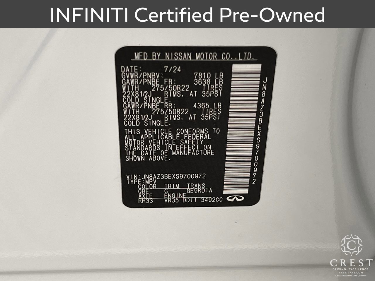 Certified 2025 INFINITI QX80 Luxe image 33