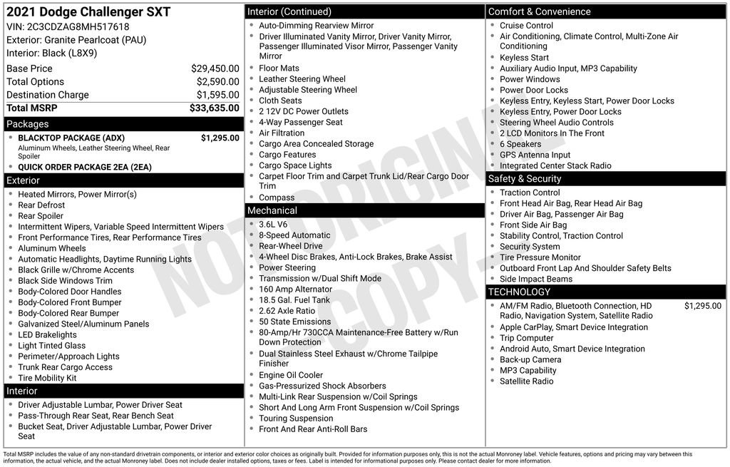 Used 2021 Dodge Challenger SXT w/ Blacktop Package RWD image 4
