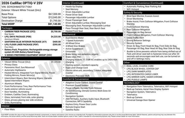 New 2026 Cadillac Optiq V w/ Carbon Fiber Package AWD/4WD image 28