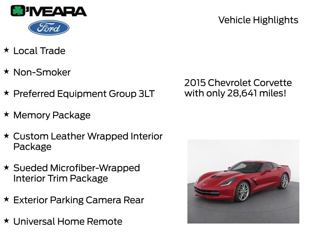 Used 2015 Chevrolet Corvette Stingray Coupe w/ 3LT Preferred Equipment Group RWD image 8