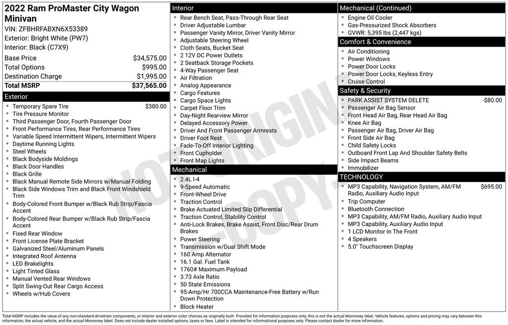 Used 2022 RAM ProMaster City Wagon FWD image 19