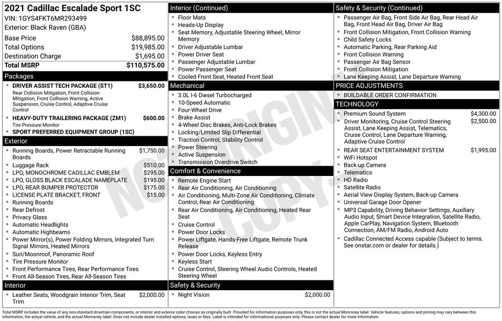 Used 2021 Cadillac Escalade Sport w/ Driver Assist Tech Package AWD/4WD image 17