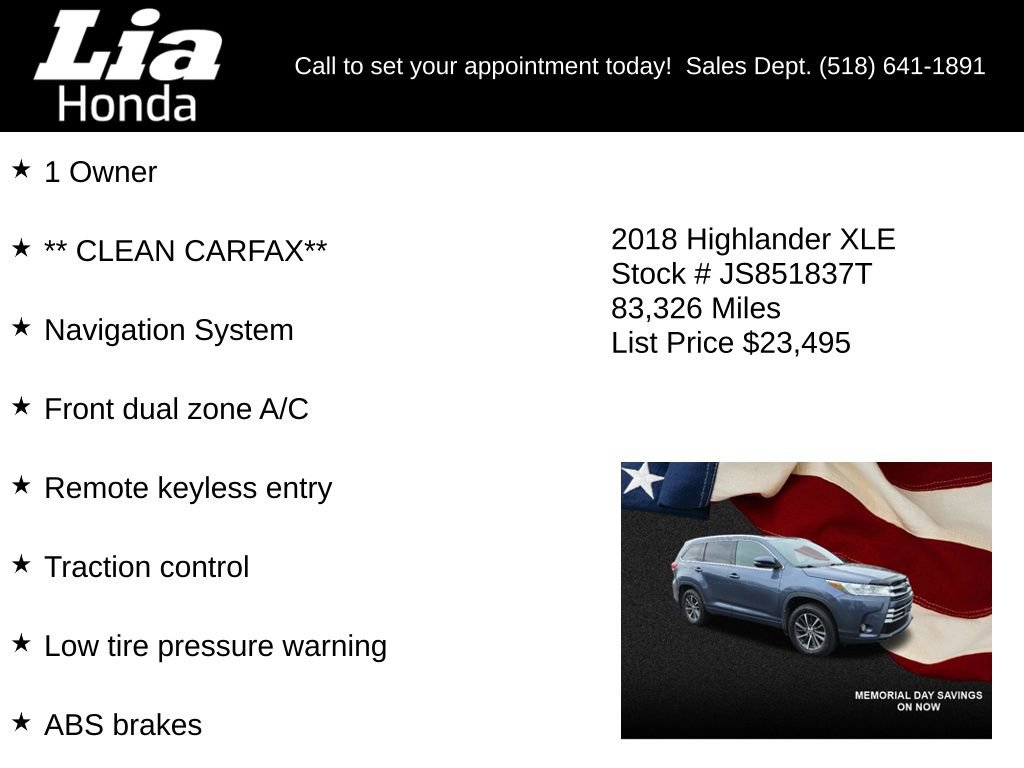 Used 2018 Toyota Highlander XLE AWD/4WD image 7