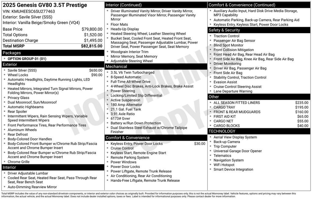 Used 2025 Genesis GV80 3.5T Prestige image 33