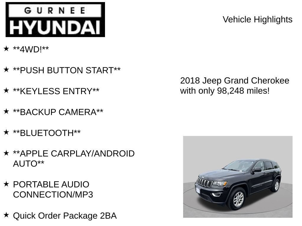 Used 2018 Jeep Grand Cherokee Laredo AWD/4WD image 7