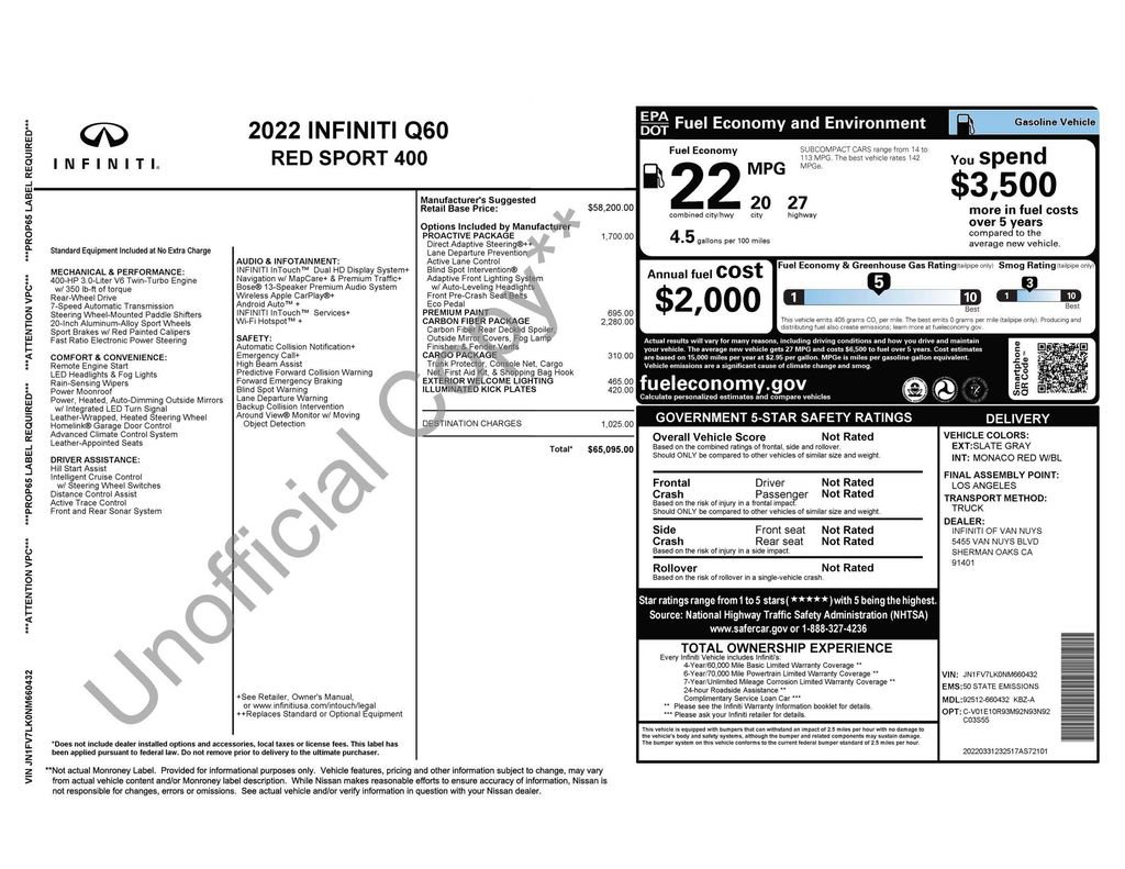 Used 2022 INFINITI Q60 Red Sport 400 w/ Carbon Fiber Package image 4
