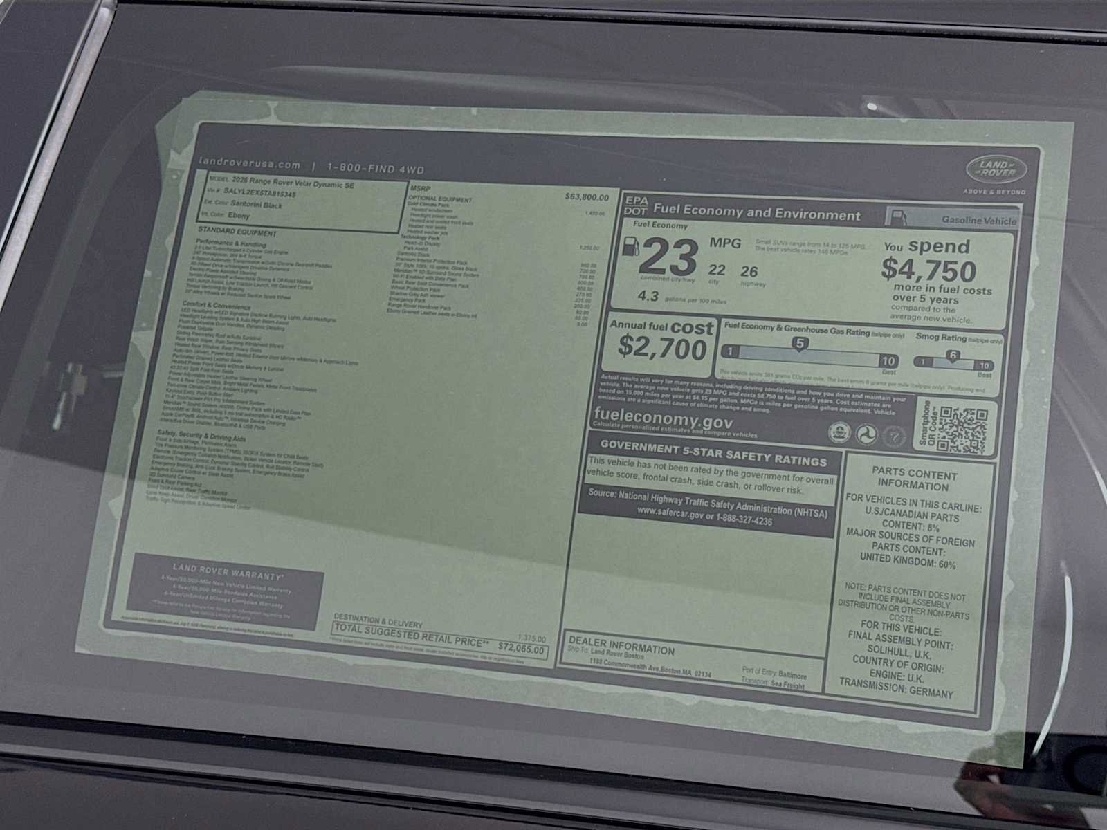 Used 2026 Land Rover Range Rover Velar Dynamic SE AWD/4WD image 30