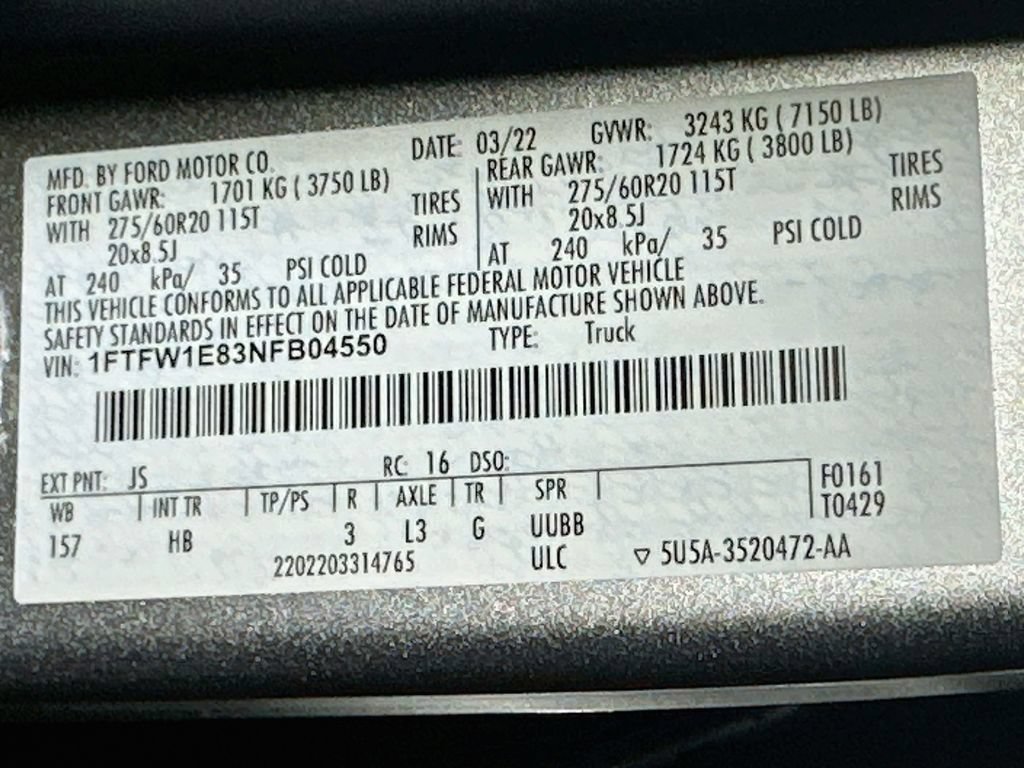 Certified 2022 Ford F150 Lariat w/ Equipment Group 502A High AWD/4WD image 24