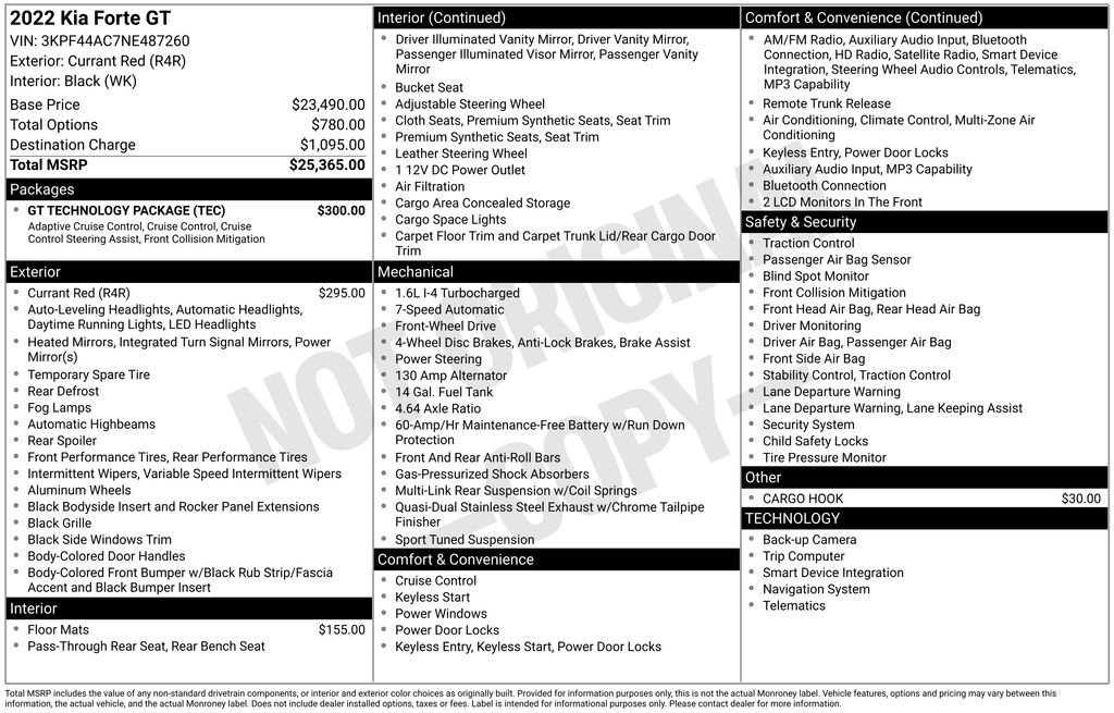 Used 2022 Kia Forte GT w/ GT Technology Package FWD image 10