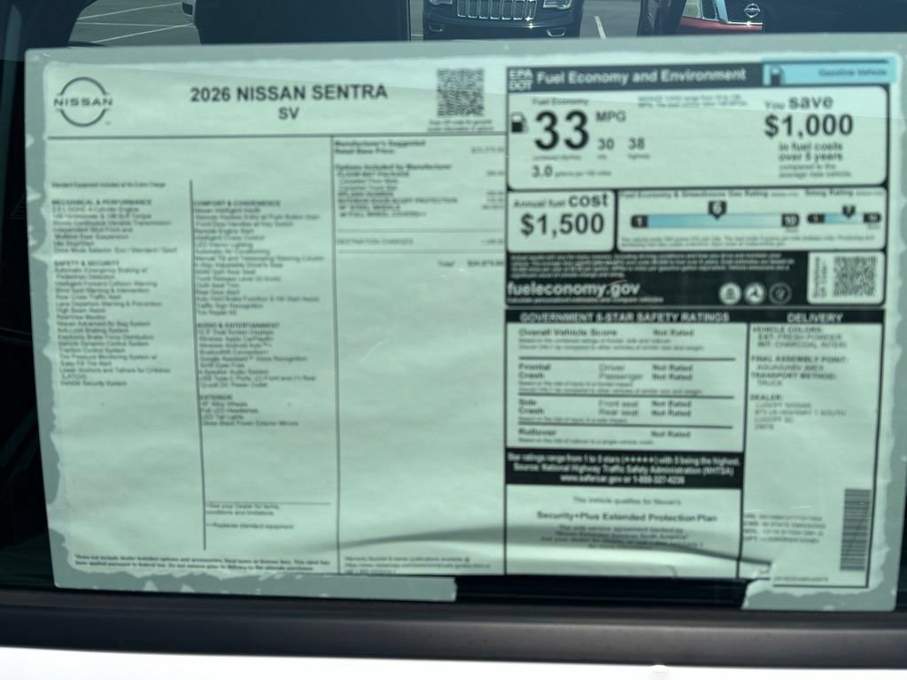 New 2026 Nissan Sentra SV w/ Floor Mat Package FWD image 27