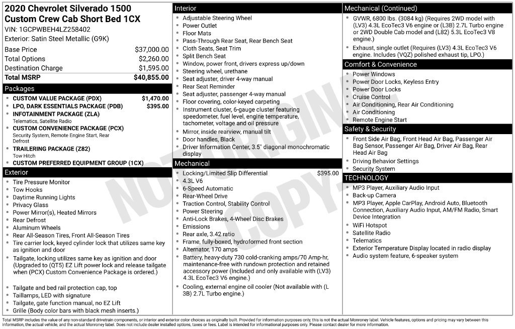 Used 2020 Chevrolet Silverado 1500 Custom w/ Custom Value Package RWD image 30