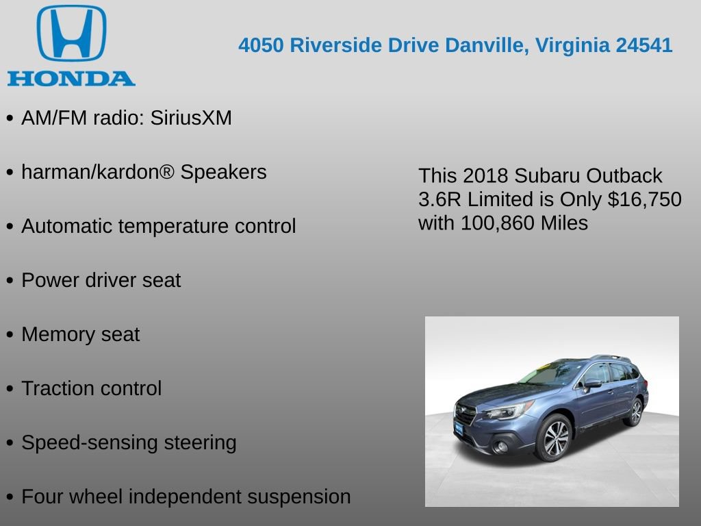 Used 2018 Subaru Outback 3.6R Limited AWD/4WD image 17