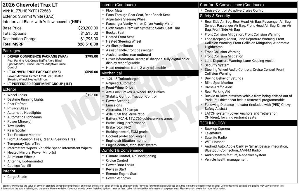 New 2026 Chevrolet Trax LT w/ Driver Confidence Package FWD image 11