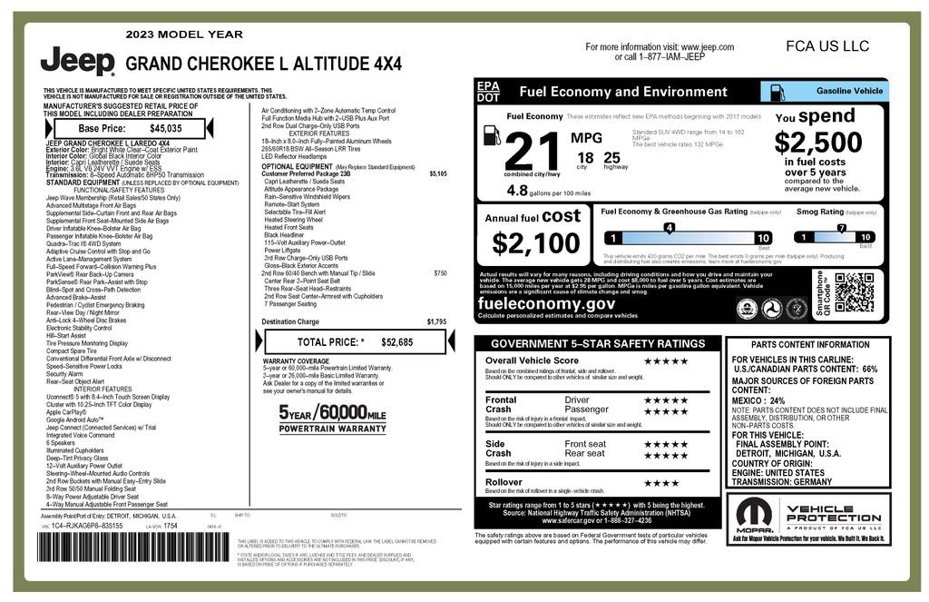 Certified 2023 Jeep Grand Cherokee L Laredo AWD/4WD image 2