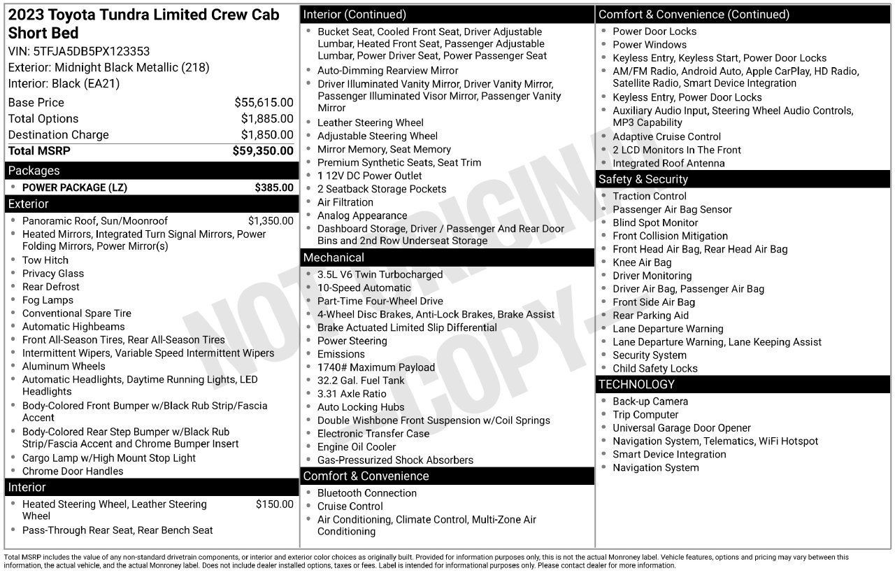 Used 2023 Toyota Tundra Limited w/ Power Package AWD/4WD image 5