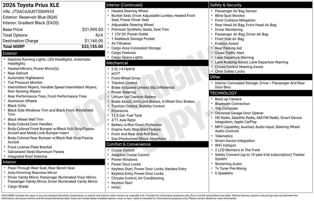 Used 2026 Toyota Prius XLE FWD image 3