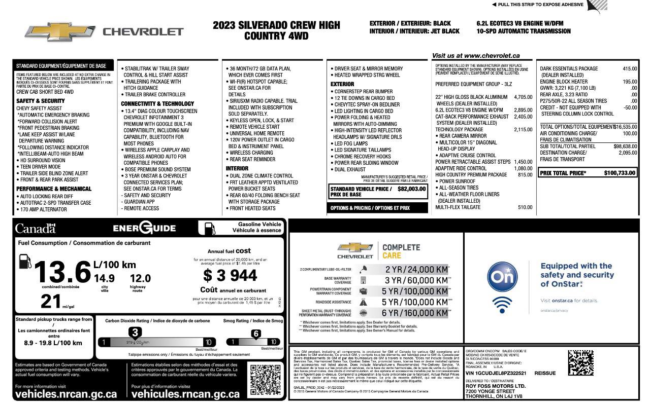 Used 2023 Chevrolet Silverado 1500 High Country w/ High Country Premium Package AWD/4WD image 10