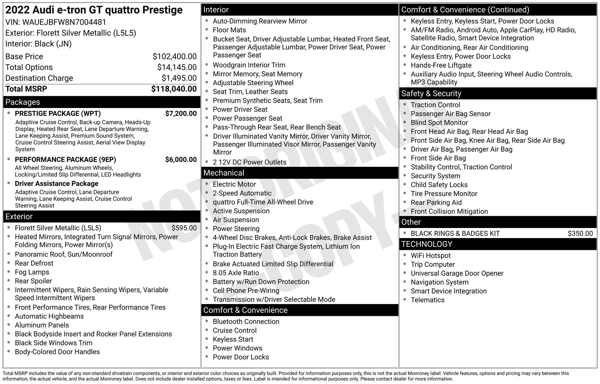 Used 2022 Audi e-tron GT Prestige w/ Prestige Package image 41