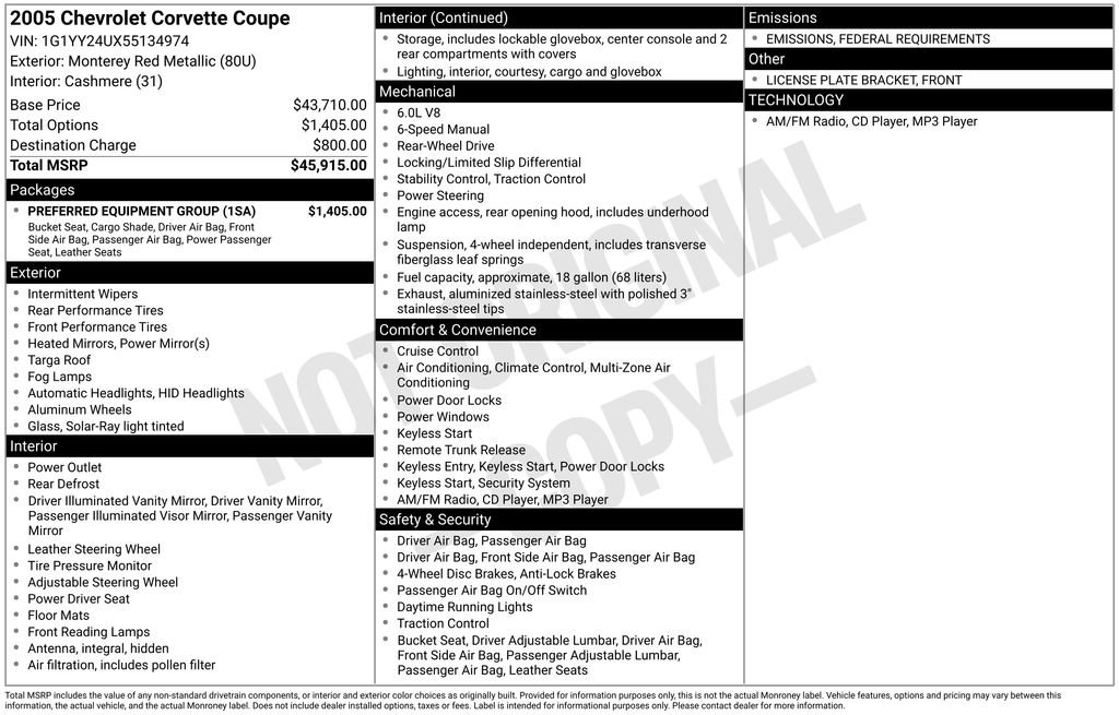 Used 2005 Chevrolet Corvette Coupe w/ Preferred Equipment Group image 2