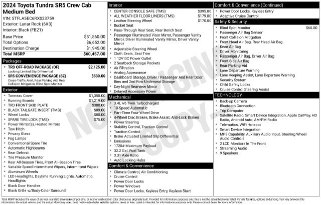 Used 2024 Toyota Tundra SR5 w/ TRD Off-Road Package AWD/4WD image 31