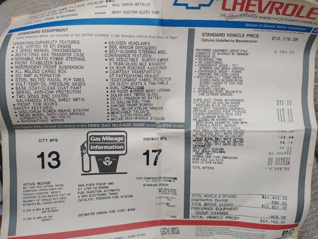 Used 1994 Chevrolet Silverado 1500 4x4 Extended Cab image 59