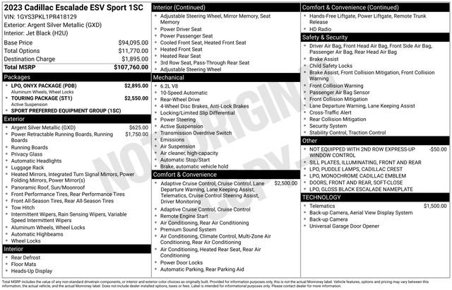 Used 2023 Cadillac Escalade ESV Sport w/ LPO, ONYX Package image 2