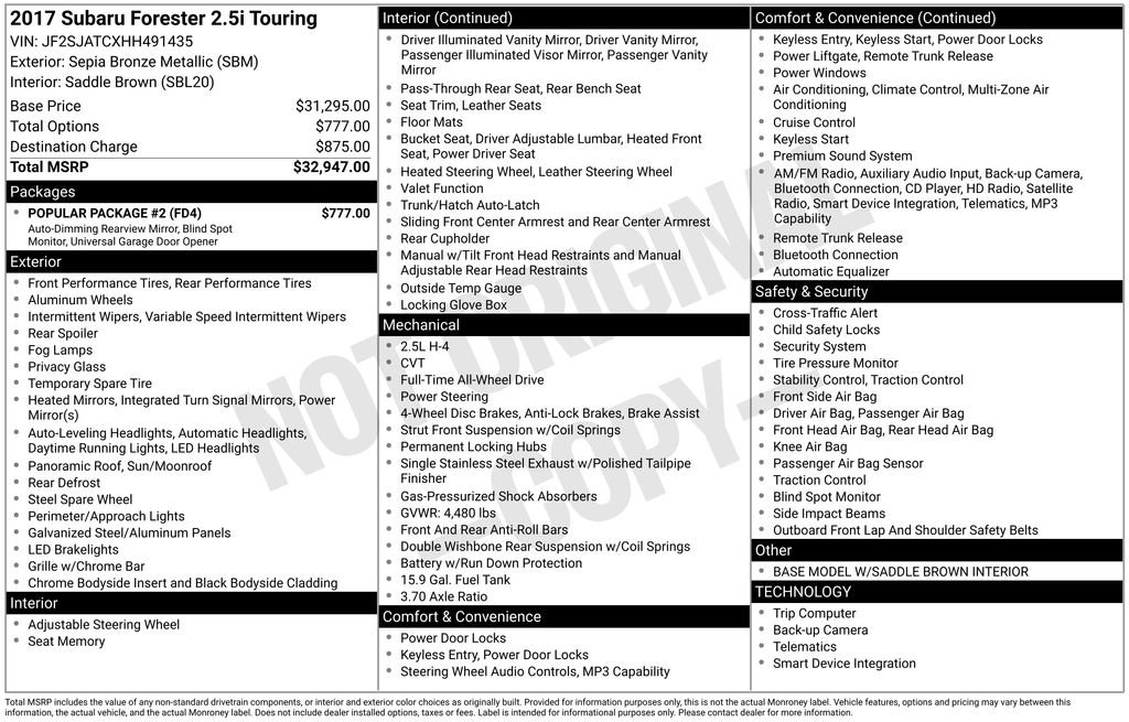 Used 2017 Subaru Forester 2.5i Touring w/ Popular Package #2 image 6