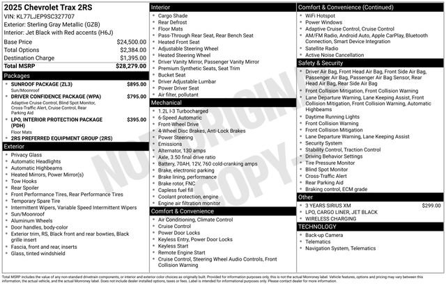 New 2025 Chevrolet Trax RS w/ Sunroof Package FWD image 4