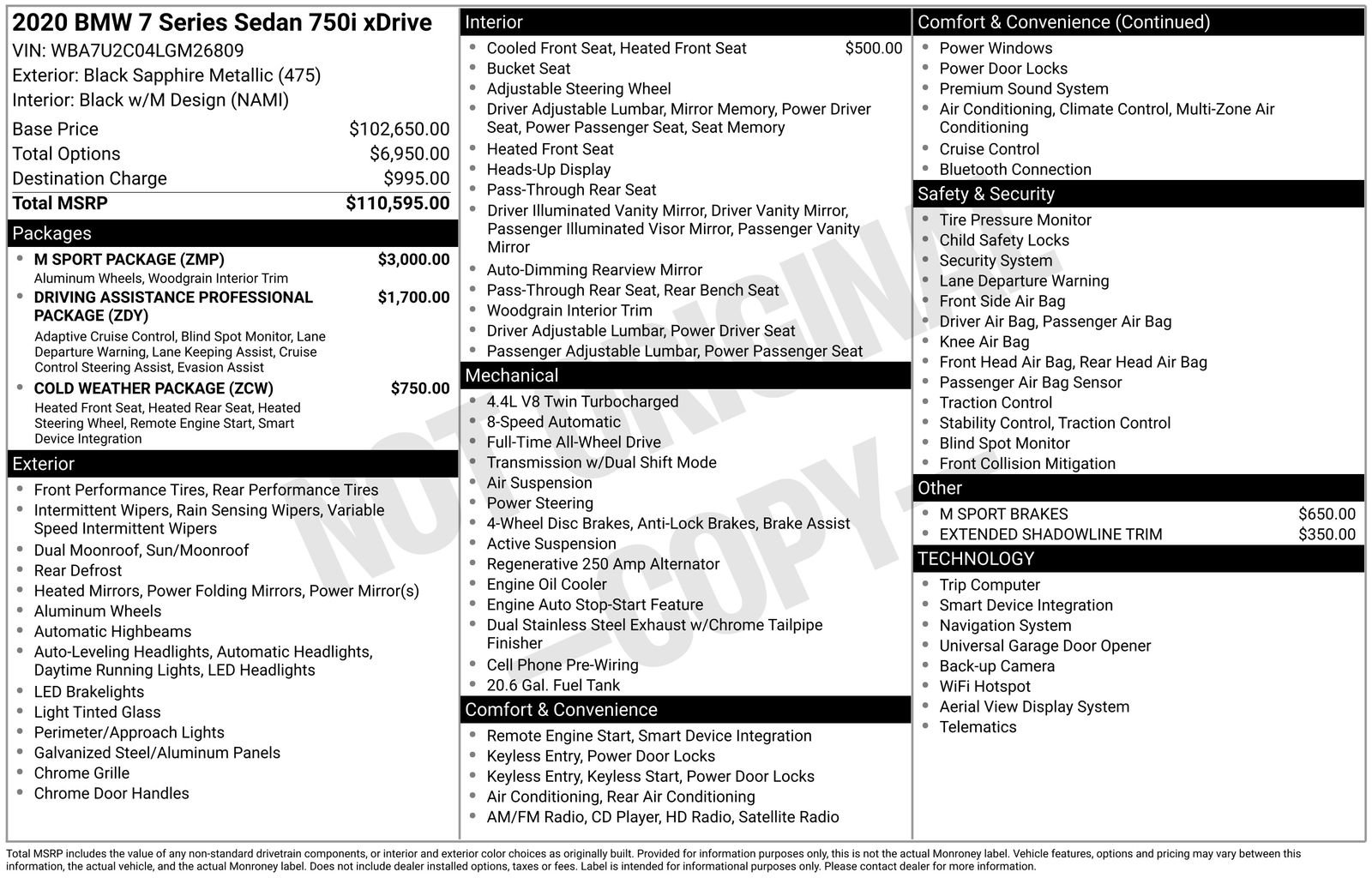 Used 2020 BMW 750i xDrive w/ M Sport Package image 54