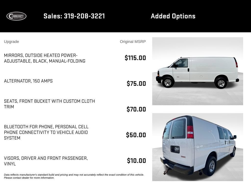 Used 2021 GMC Savana 2500 w/ Driver Convenience Package RWD image 3