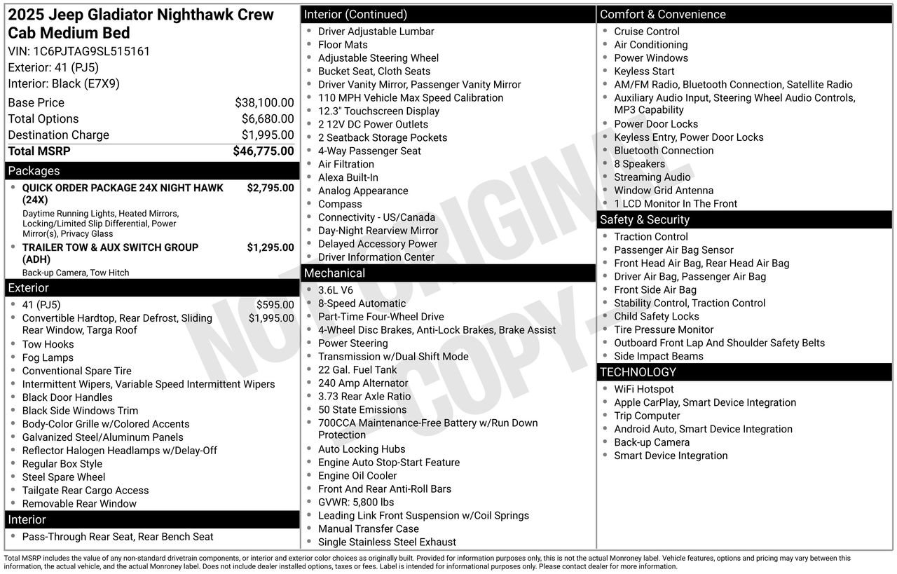 Used 2025 Jeep Gladiator Nighthawk image 37