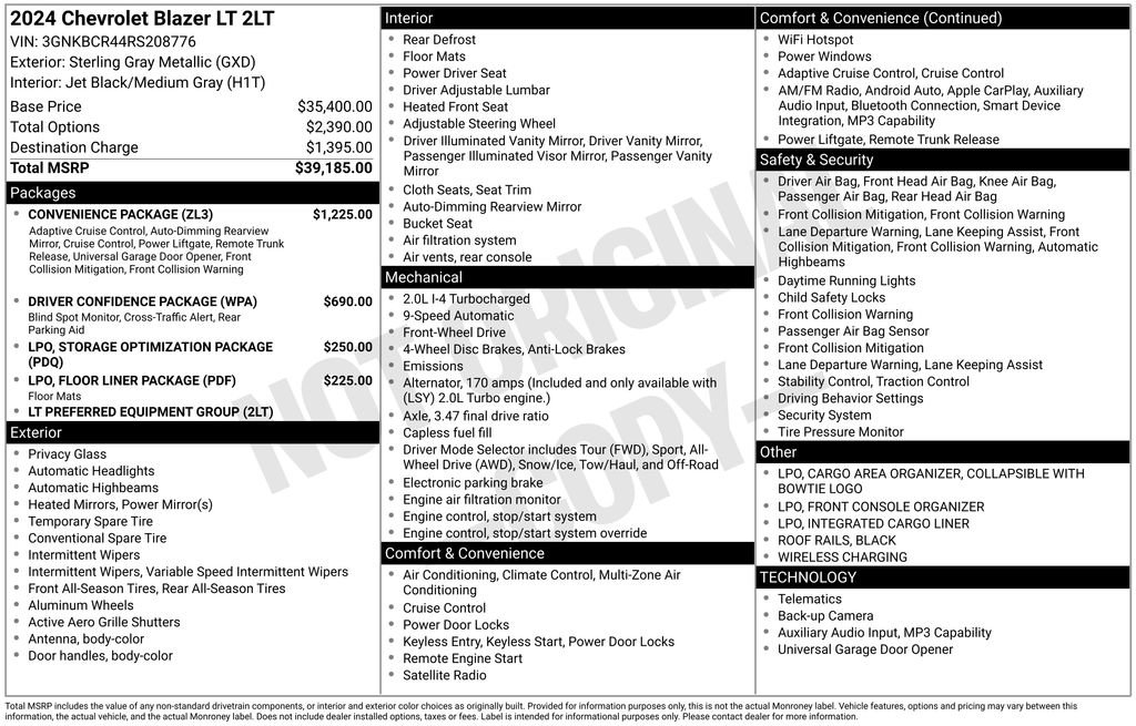 Certified 2024 Chevrolet Blazer LT w/ Convenience Package FWD image 3