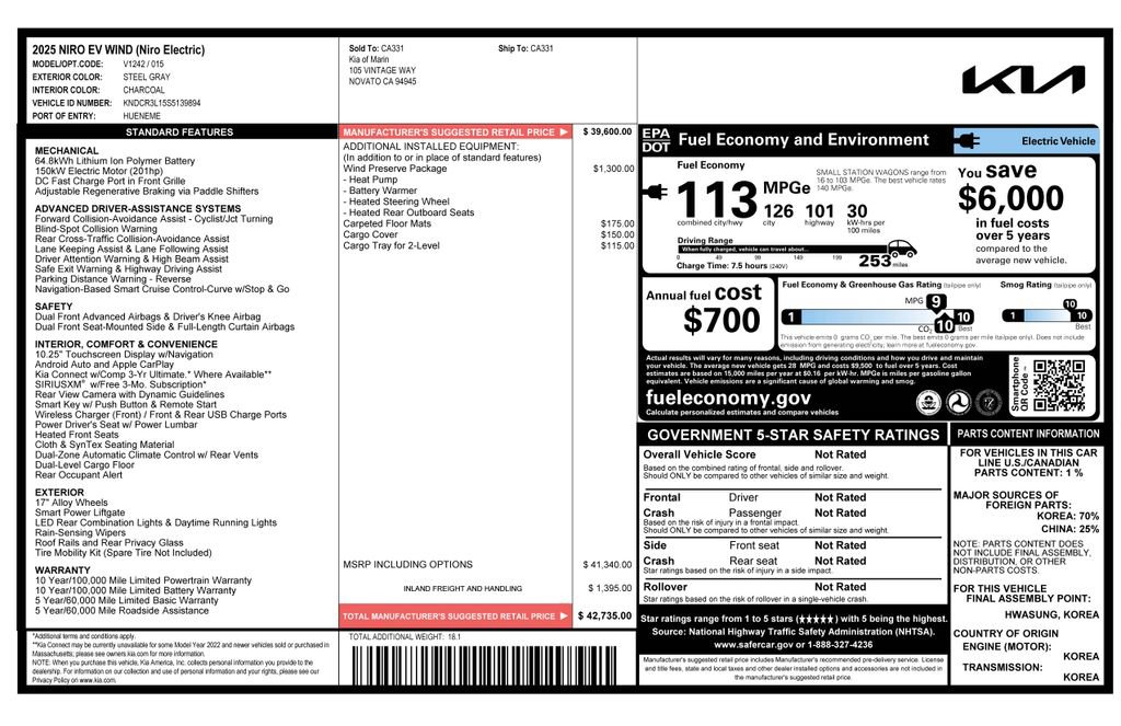 Used 2025 Kia Niro Wind w/ Wind Preserve Package FWD image 4